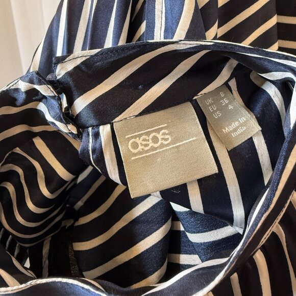 ASOS Striped Short-Sleeve Satin Dress - Picture 7 of 10